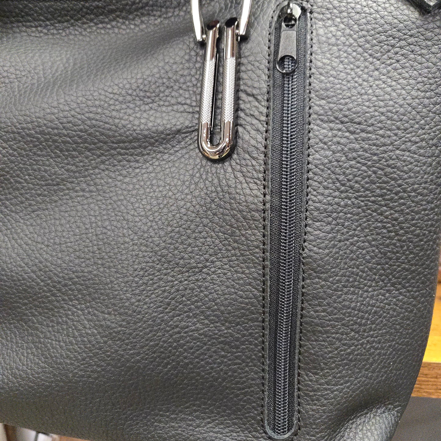 Classic Hair-on-Hide Leather Tote with Black Accents