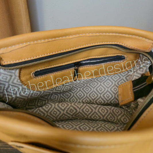 Grey + Wheat Wool & Honey Leather Shoulder Bag