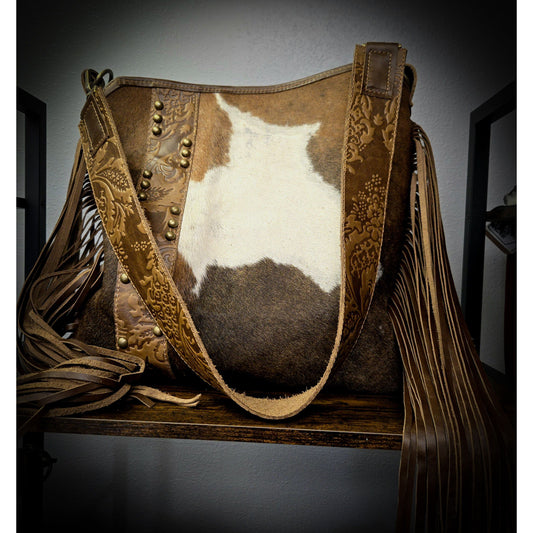 Rustic Elegance Hair-on-Hide Fringe Purse