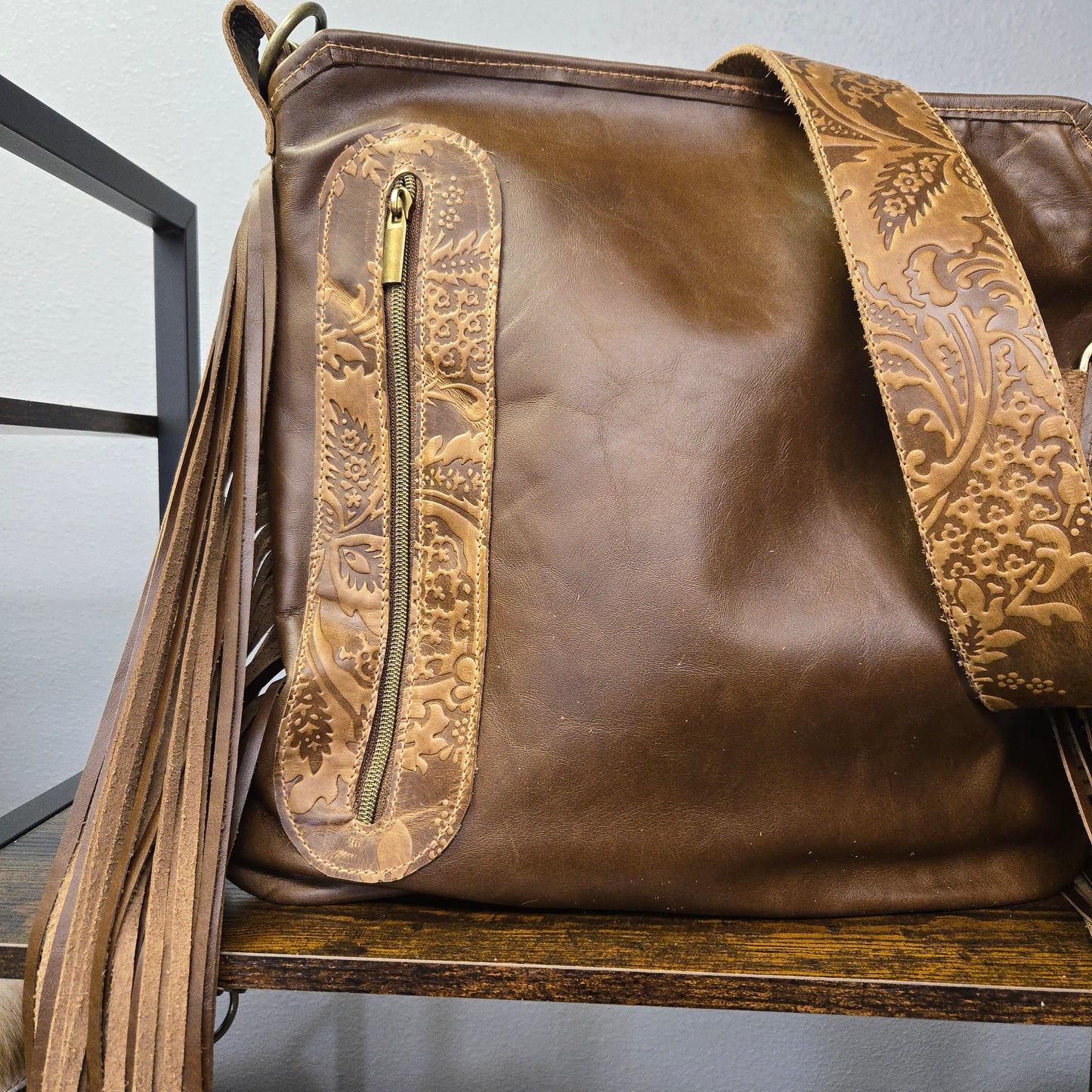 Rustic Elegance Hair-on-Hide Fringe Purse