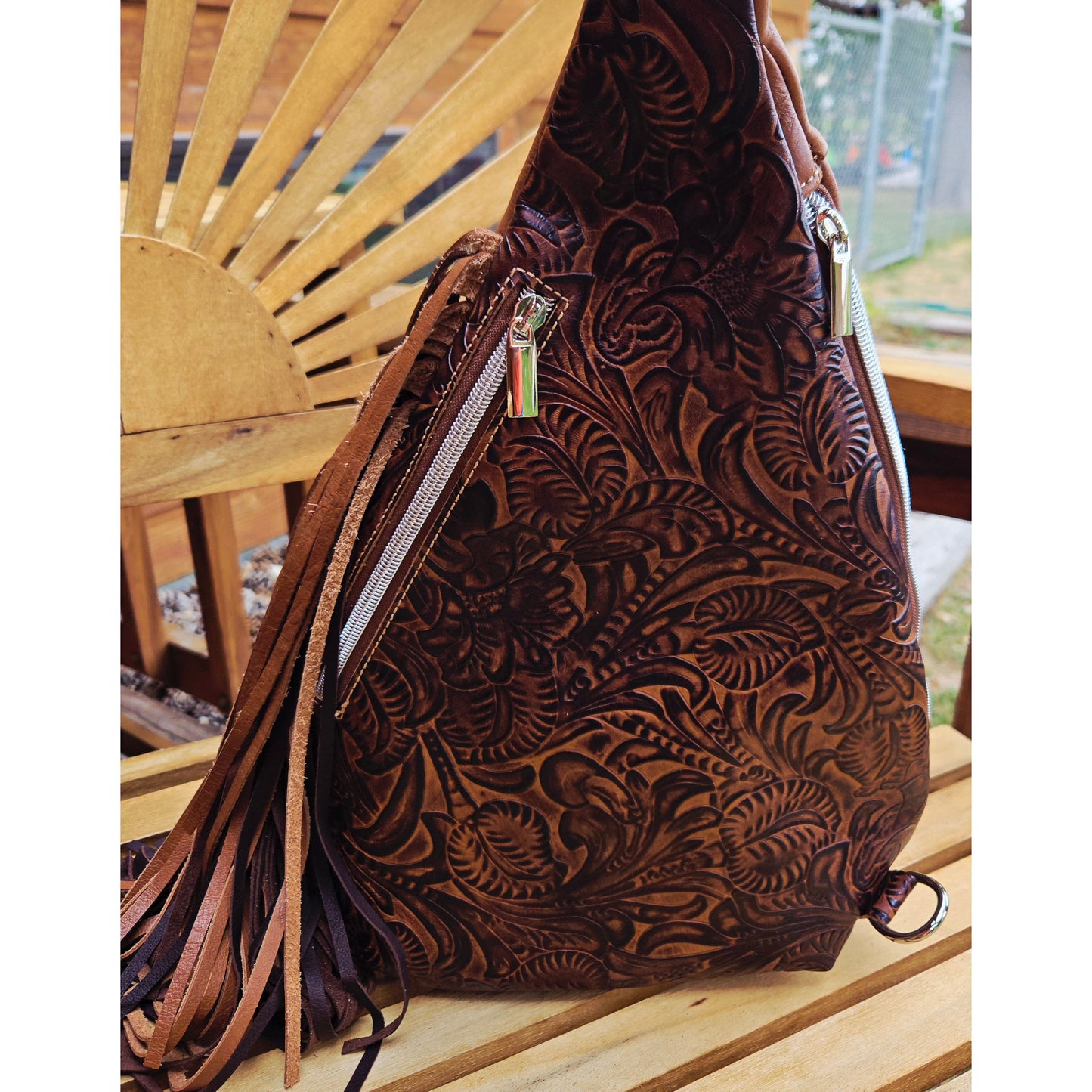 Boot Top Sling Western leather bag with fringe