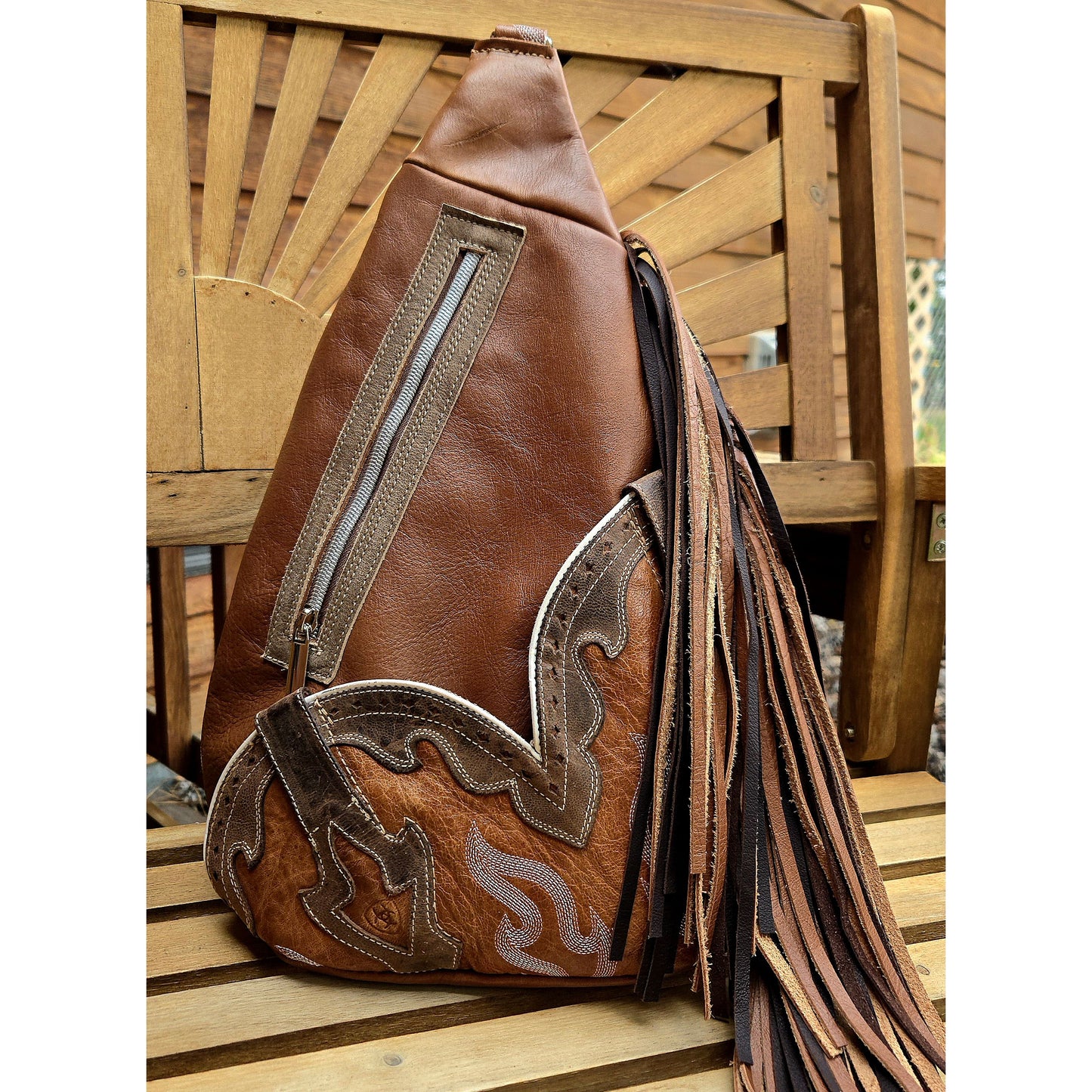 Boot Top Sling Western leather bag with fringe