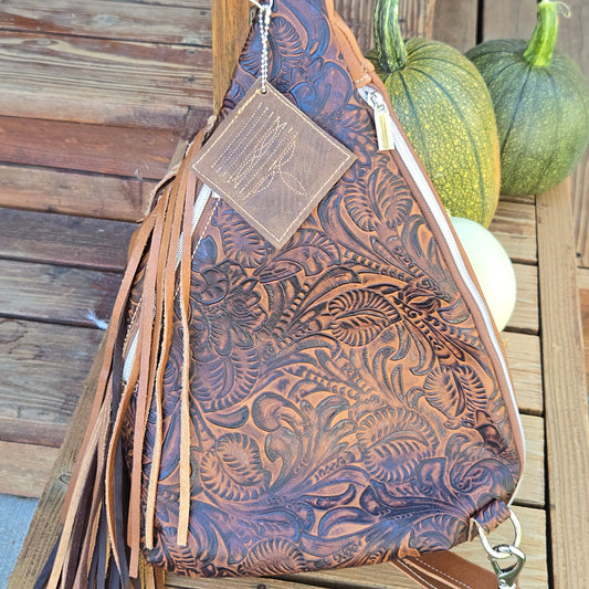 Boot Top Sling Western leather bag with fringe