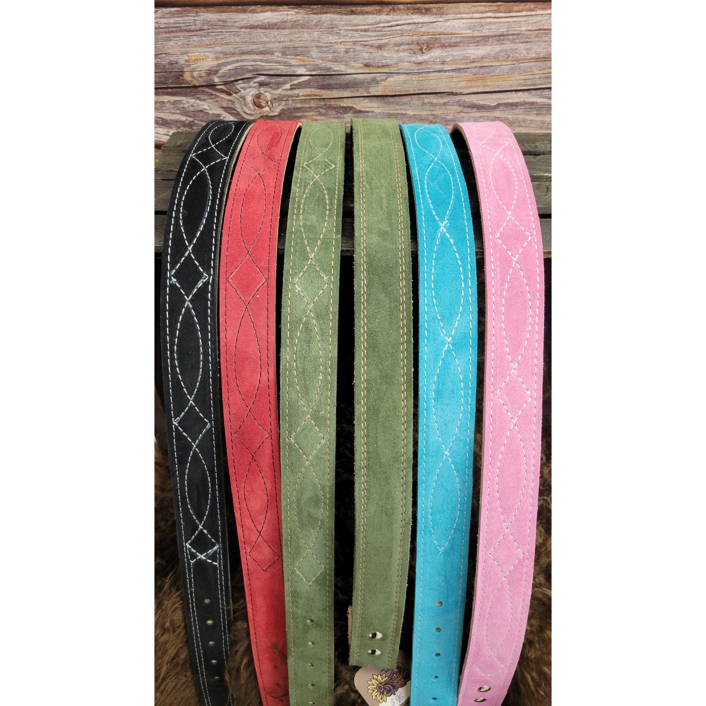 Suede stitched Belts