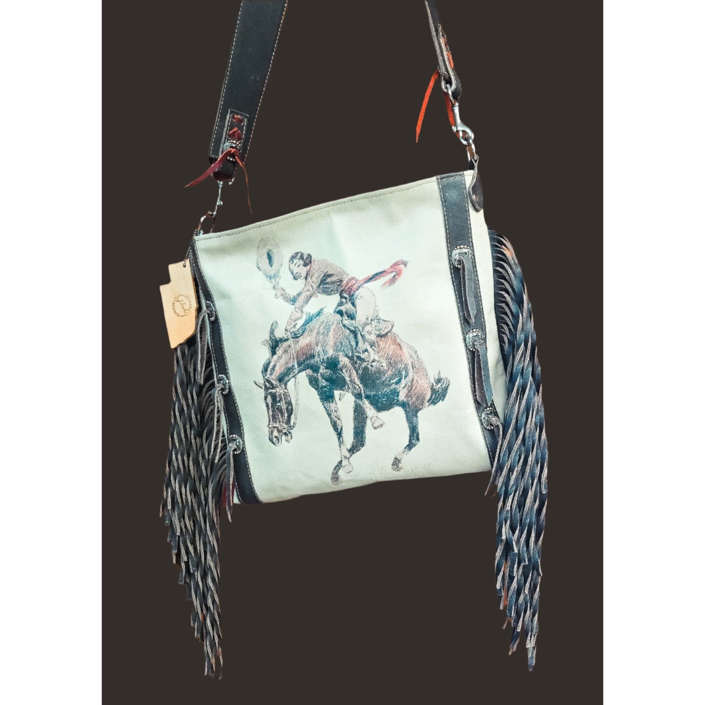 twisted leather fringe bag