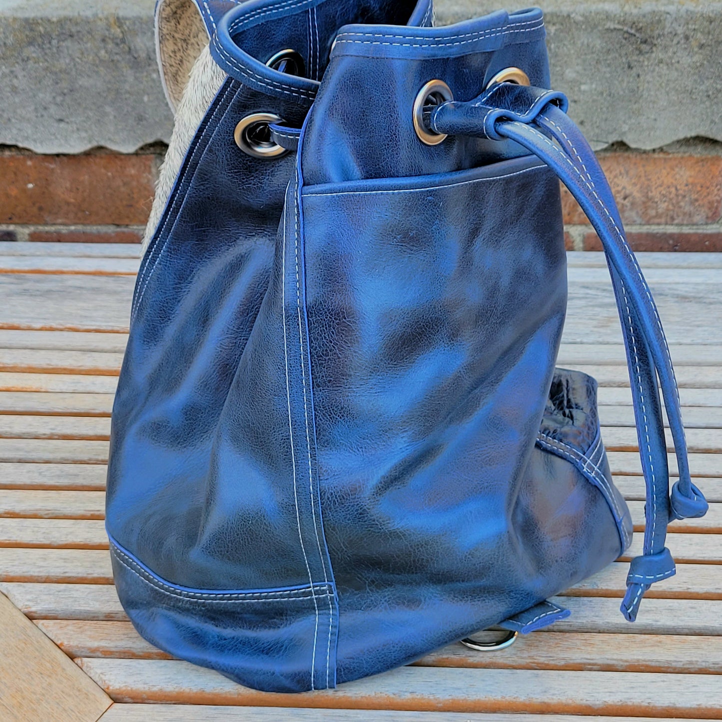 Western Sling Navy and Grey - j.huber leather designs