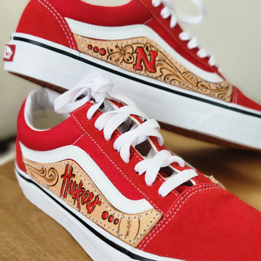 Nebraska Huskers Custom Vans - j.huber leather designs