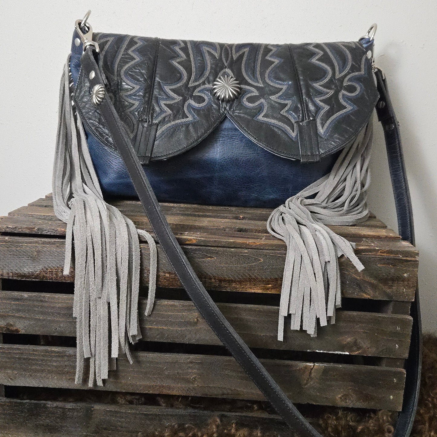Boot Top Bag- Navy and Grey