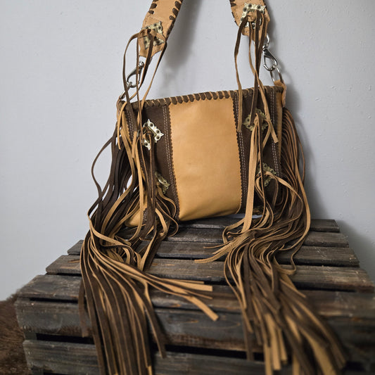 Two Tone Fringe Shoulder Bag
