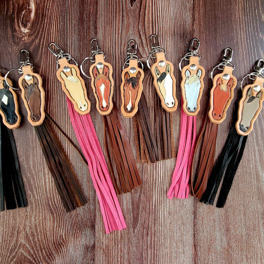 Custom painted Horsehead Keychain - j.huber leather designs