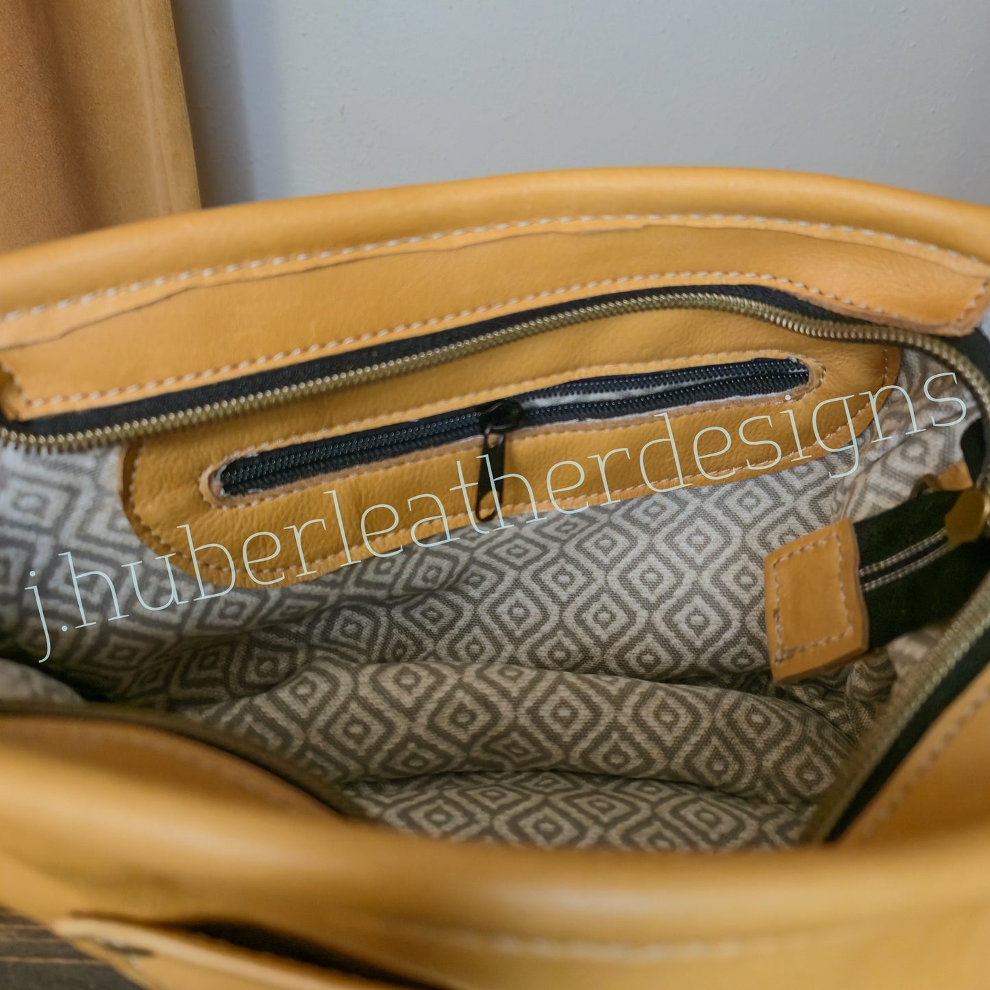 Grey + Wheat Wool & Honey Leather Shoulder Bag