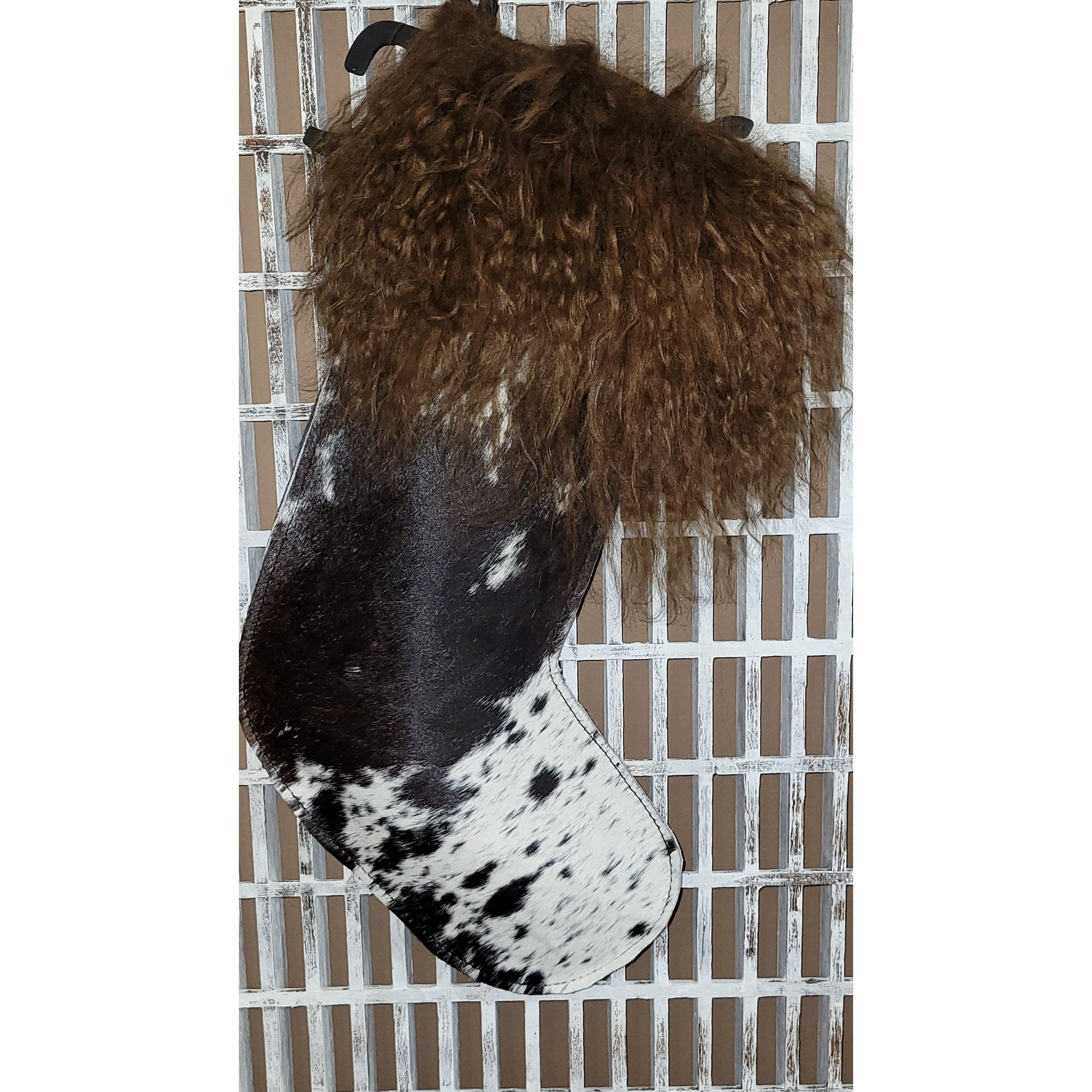 Hair on Hide stocking with Tibetan Lamb topper