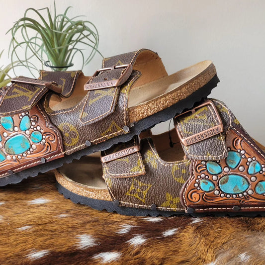 Turqouise tooled Birks - j.huber leather designs