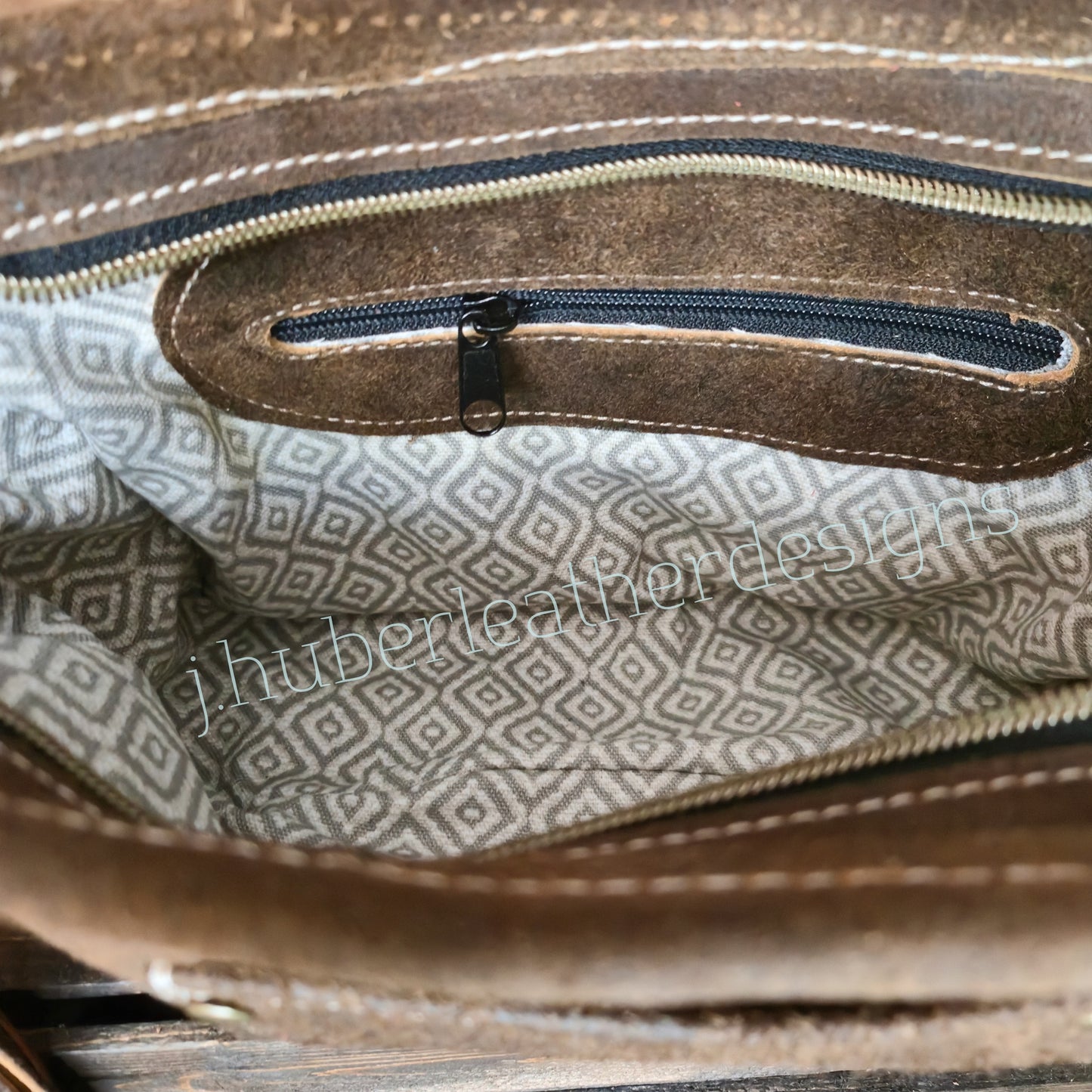 Buffalo Wool & Distressed Brown Leather Shoulder Bag