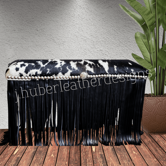 Black and white Hair on Hide Bench - j.huber leather designs