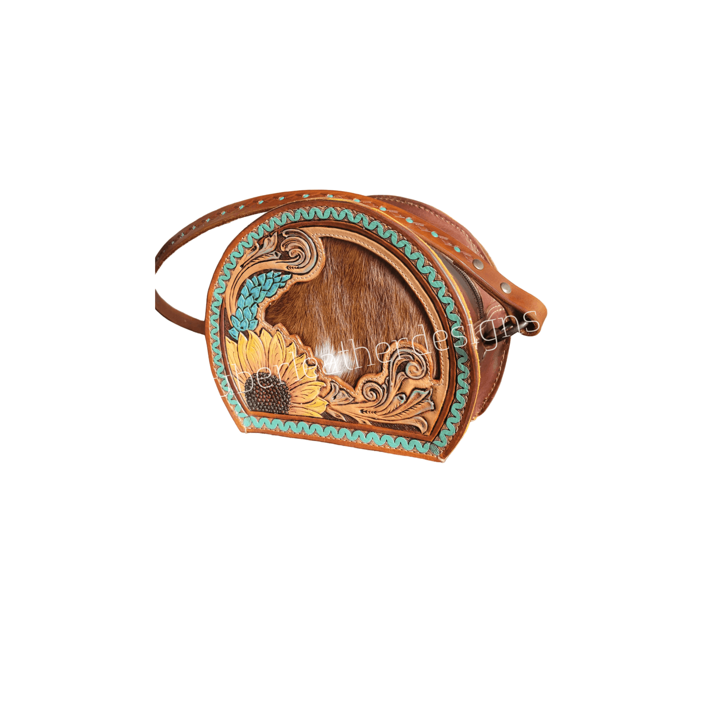 Retro Sunflower Tooled Leather Bag - j.huber leather designs