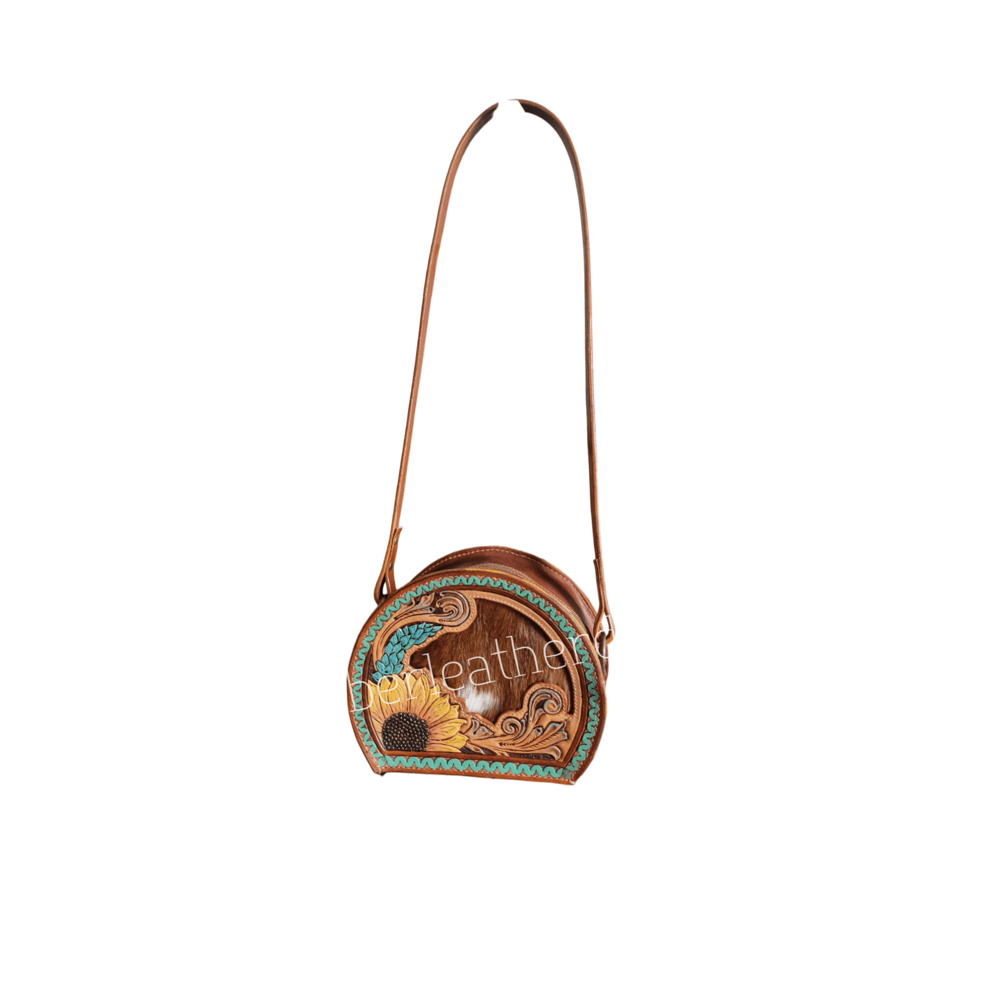 Retro Sunflower Tooled Leather Bag - j.huber leather designs