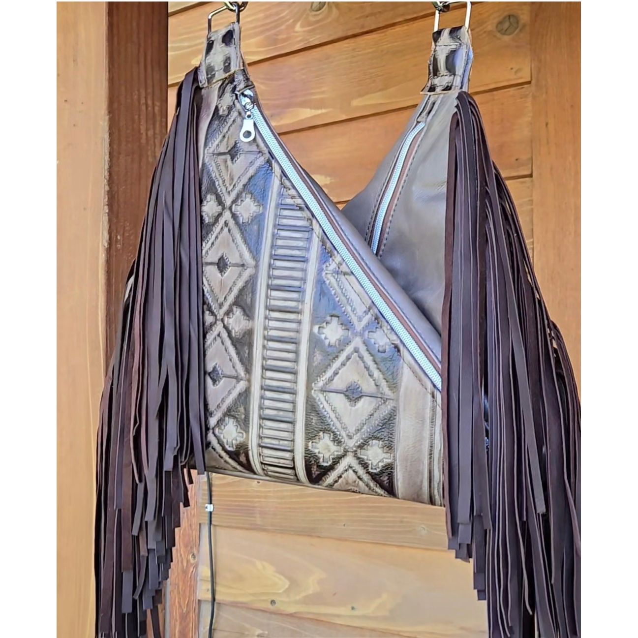 Taupe and Chocolate Leather with fringe