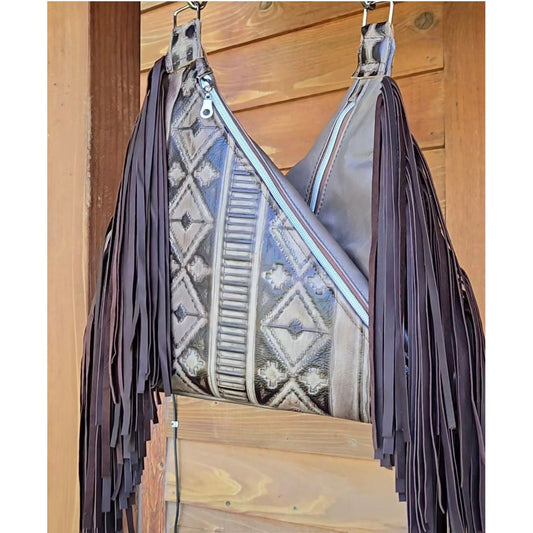 Taupe and Chocolate Leather with fringe