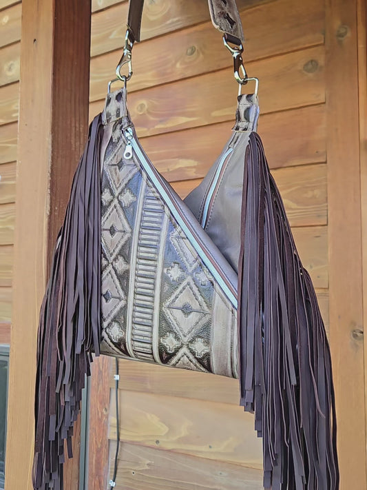 Taupe and Chocolate Leather with fringe