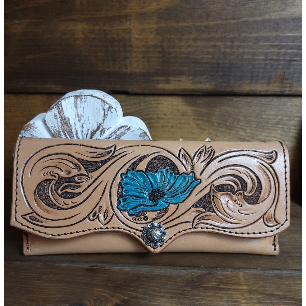 Turquoise Floral - j.huber leather designs